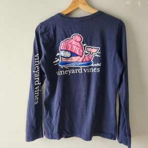 Vineyard Vines Long Sleeve Skiing Whale Pocket Tee